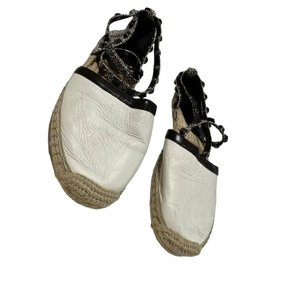 Rebecca Minkoff Women's Espadrilles White Ballet‎ Studded Gilles Flat Shoes Sz 8